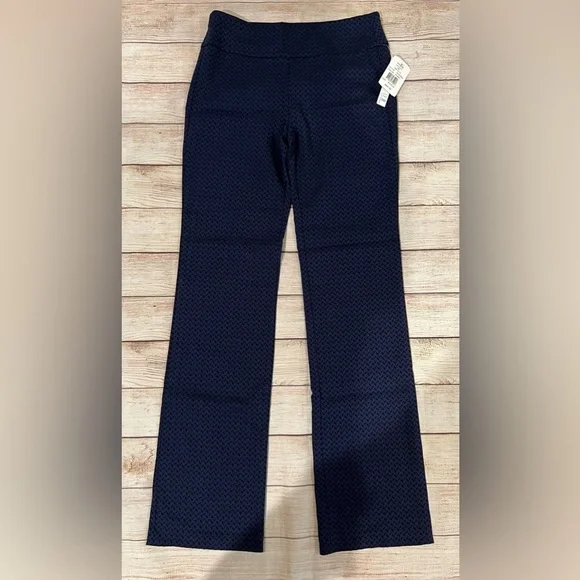 NWT JOE B Women's Dress Pants Dark Blue With Print Size Medium Pull On - Picture 1 of 6